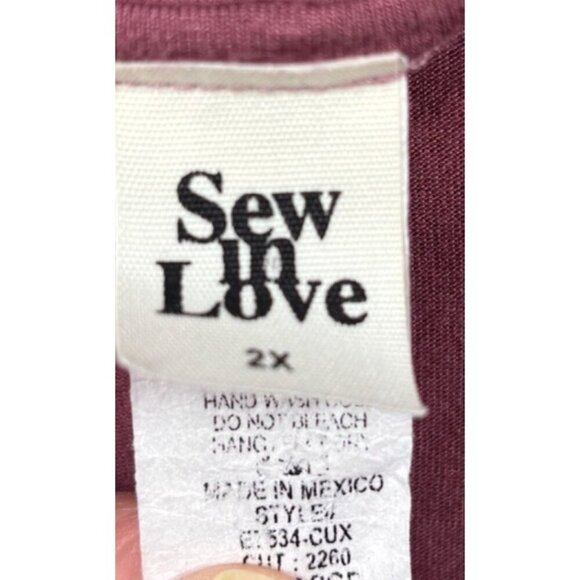 Sew In Love Womens 2X Mauve Button-Front Short Sleeve Tunic Top Rayon/Spandex - Picture 4 of 6